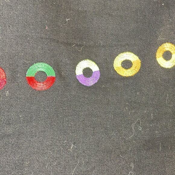 Nicola Quilter Mini Skirt Embroidered Circles Black Size 8-10 Unique Designer - Picture 6 of 8